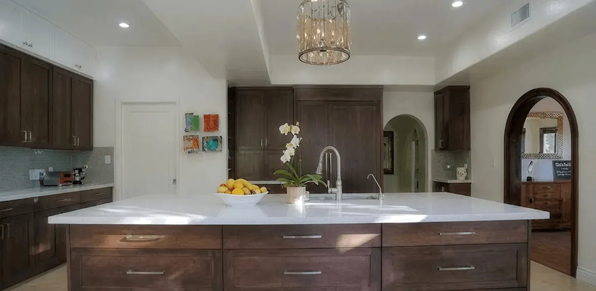 Cabinet refacing project with updated kitchen cabinets and island in Baton Rouge, LA